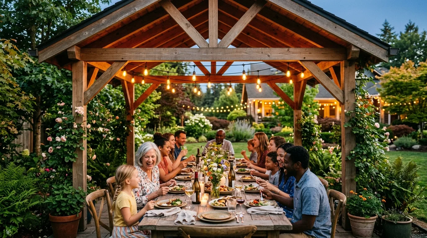 Pavilion Connected to Patio Flow